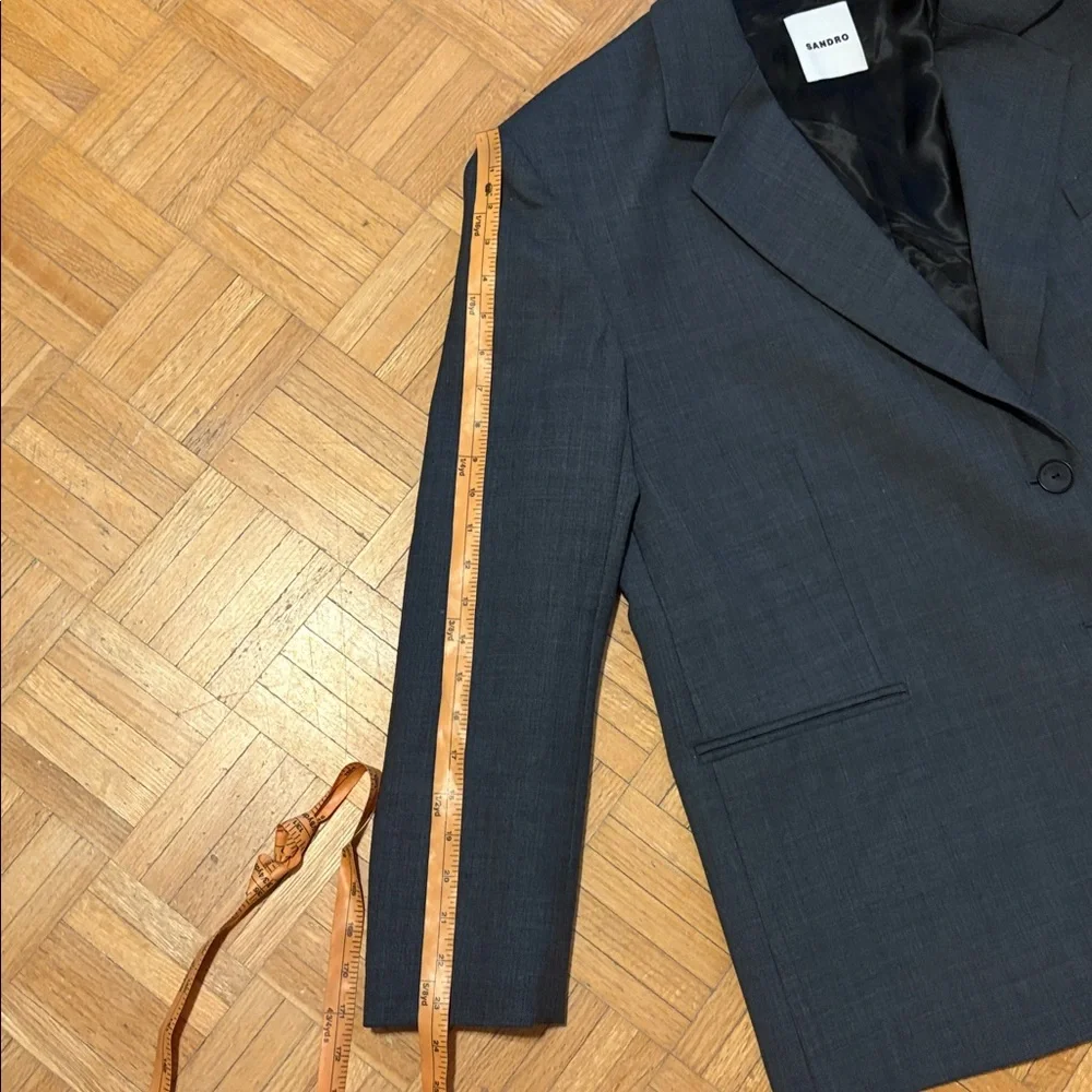 Sandro Charcoal Gray Single-Breasted Blazer - Picture 6 of 12